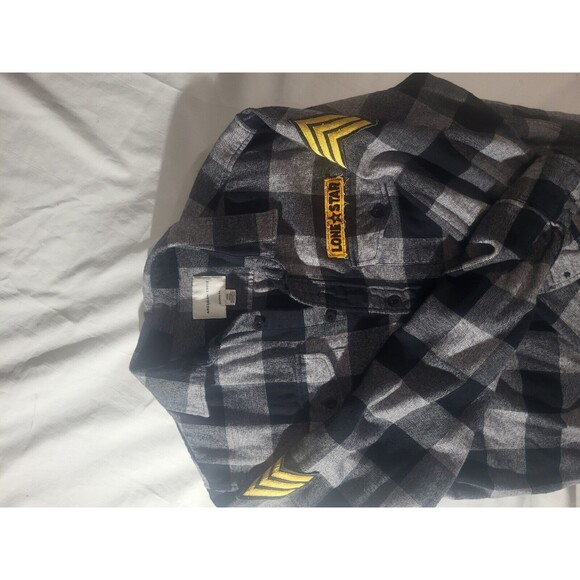American Eagle MENS Unique Top Gun  Flannel Shirt Black And Grey - Picture 3 of 10